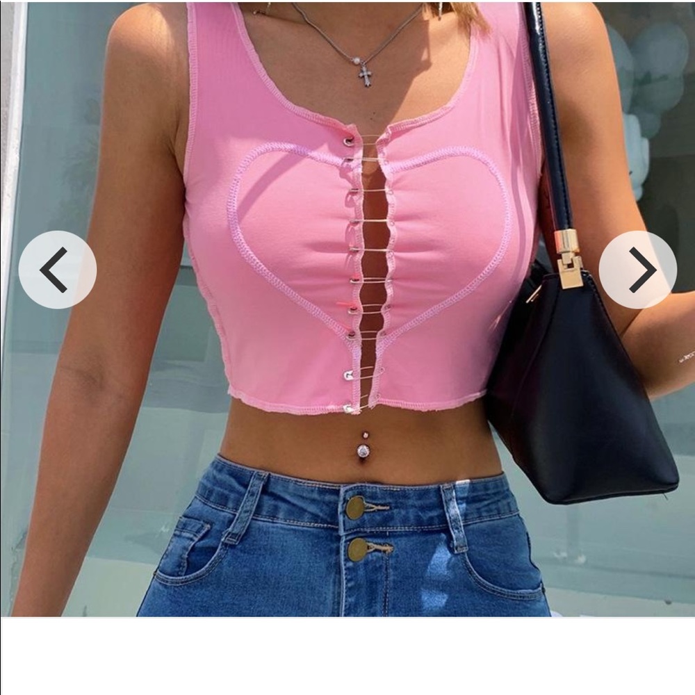 Pink safety pin crop top